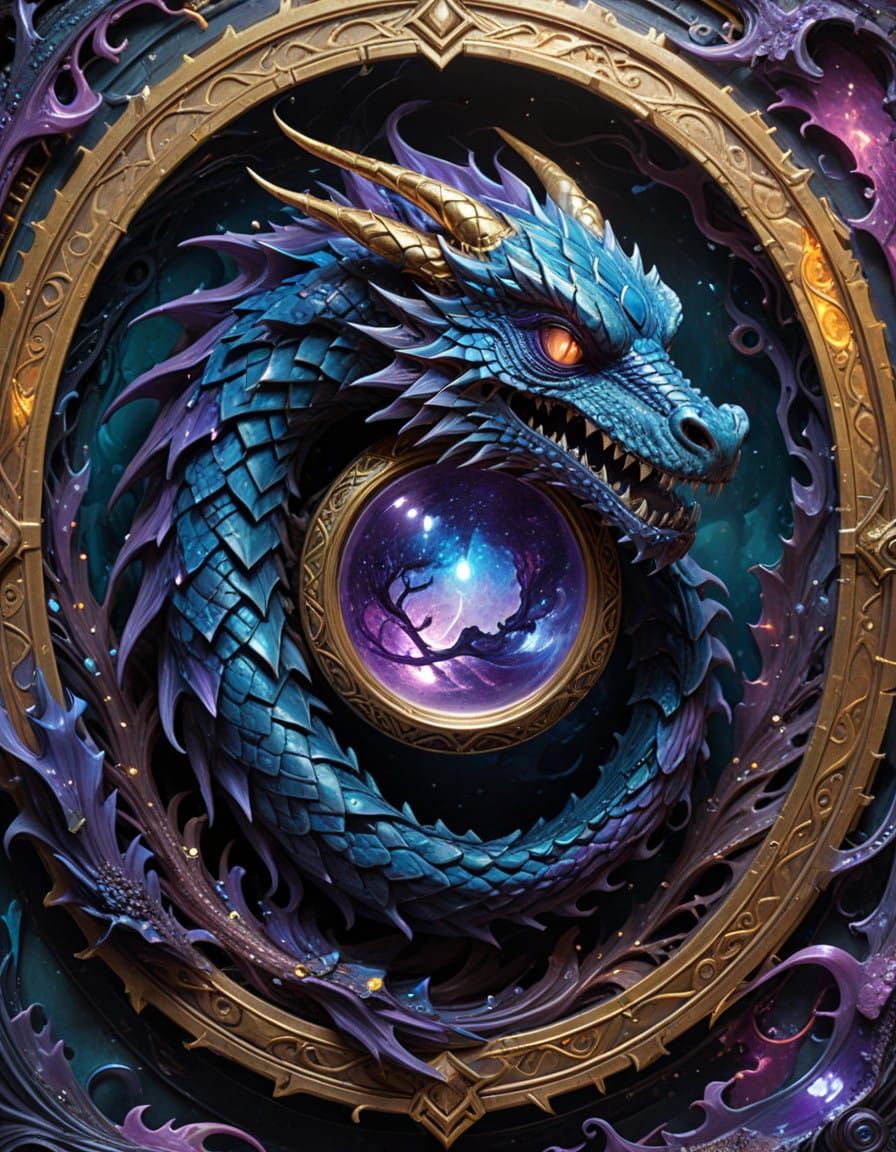 Dragon Portal Ring: Majestic Serpentine Dragon Emerges from...