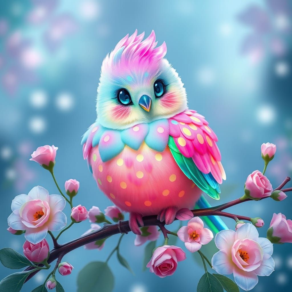 Vibrant Parrot with Intricate Patterns in Fantasy Style