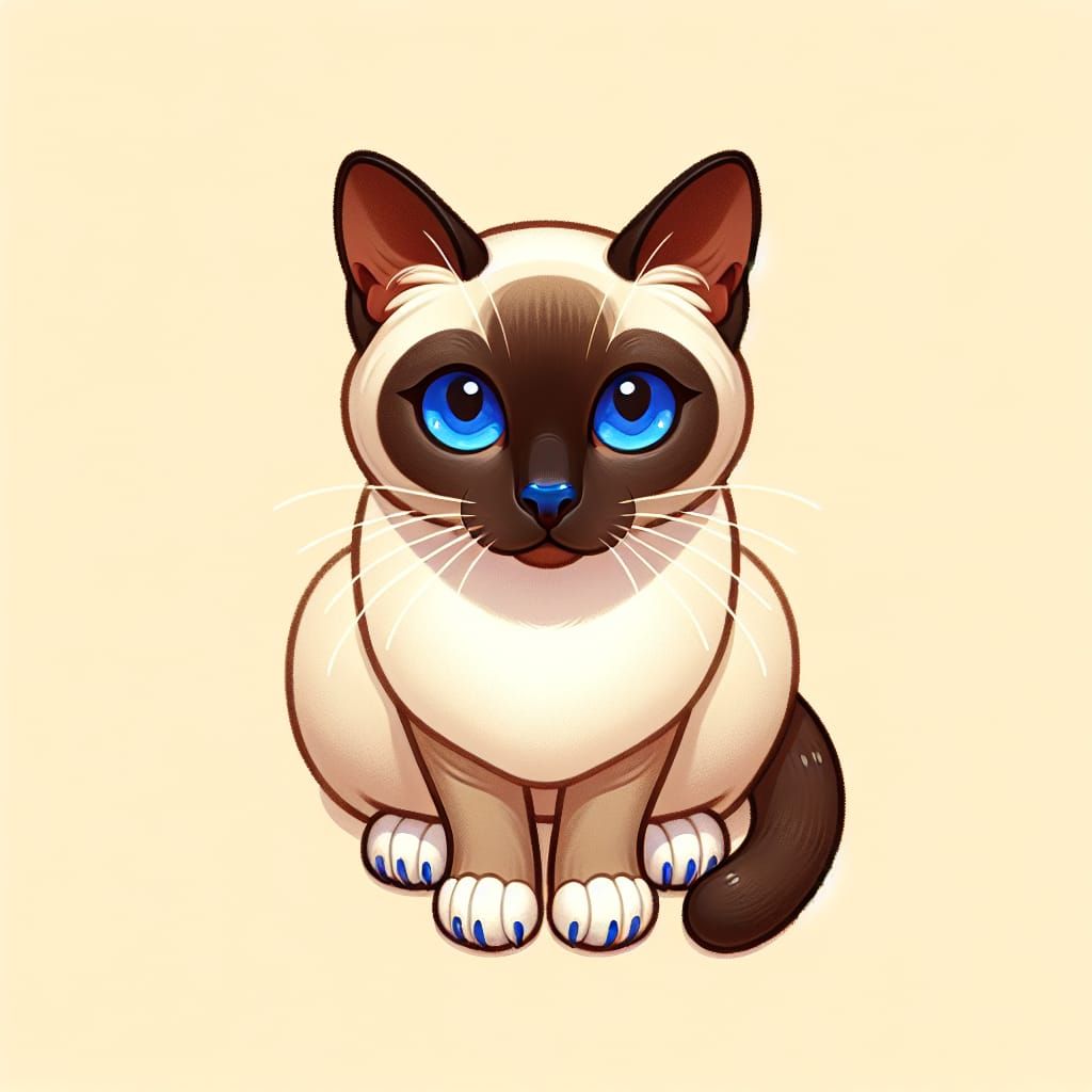 Siamese Cat with Unique White Paw Tips