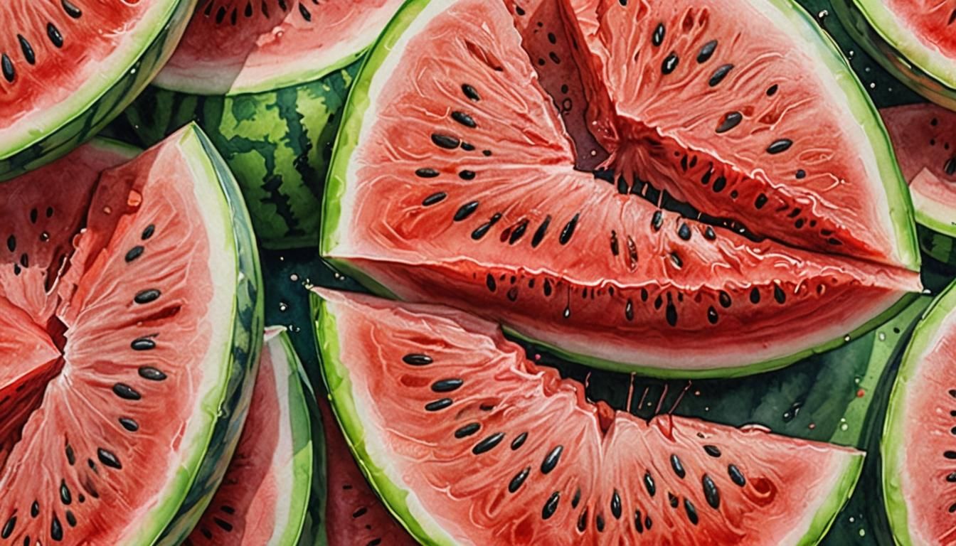 Juicy Watermelon in Vibrant Watercolor Painting