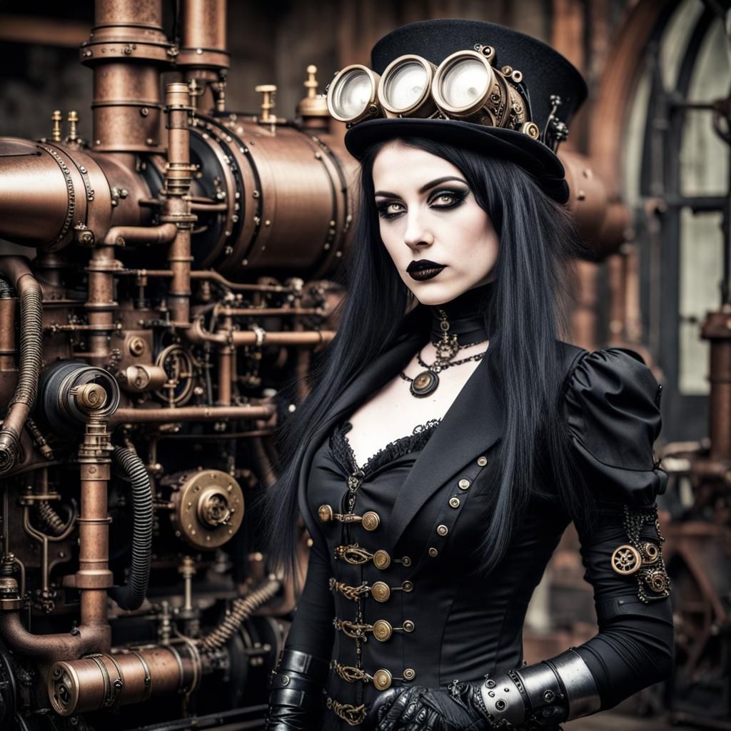 Goth Women with Steampunk Engine