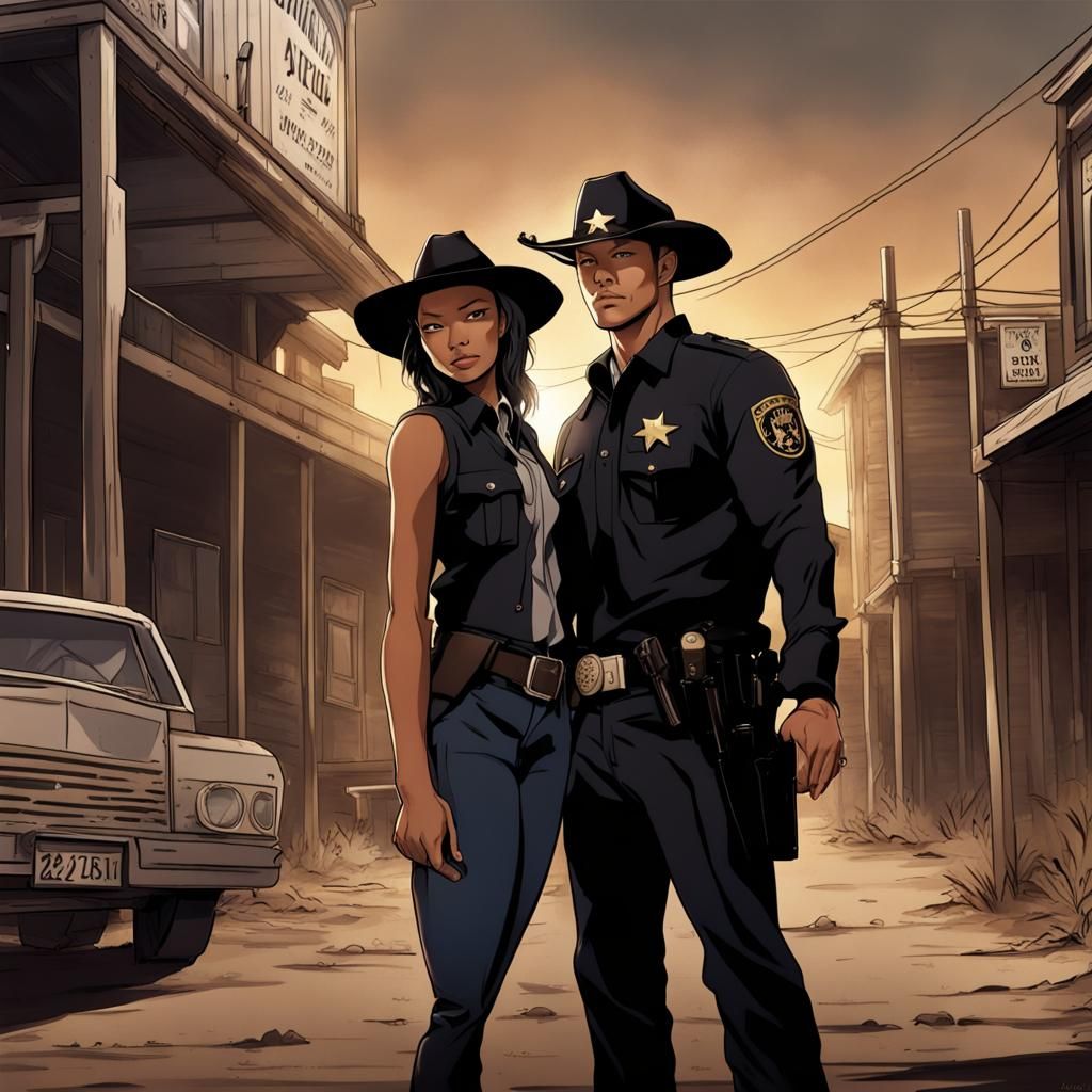 Sheriff Duo in Anime Key Visual Style