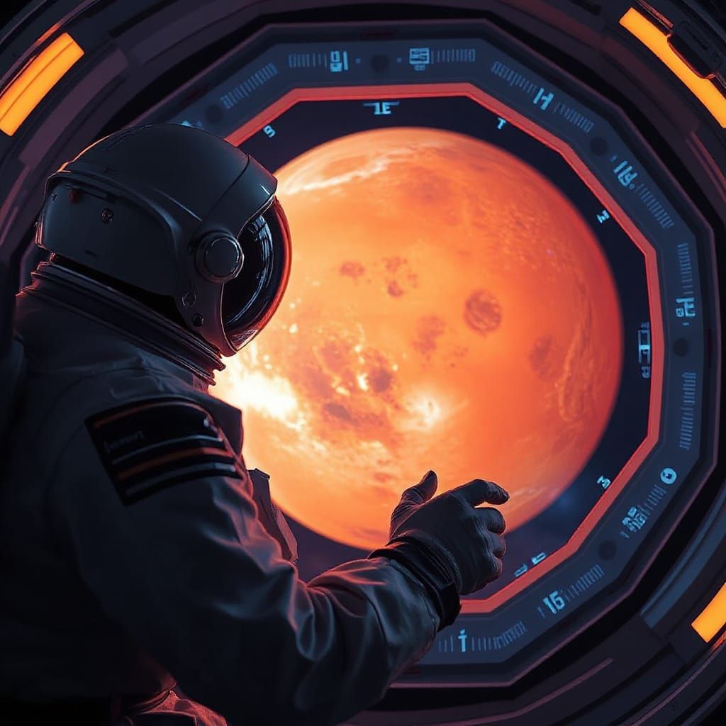 Astronaut Examining Mars