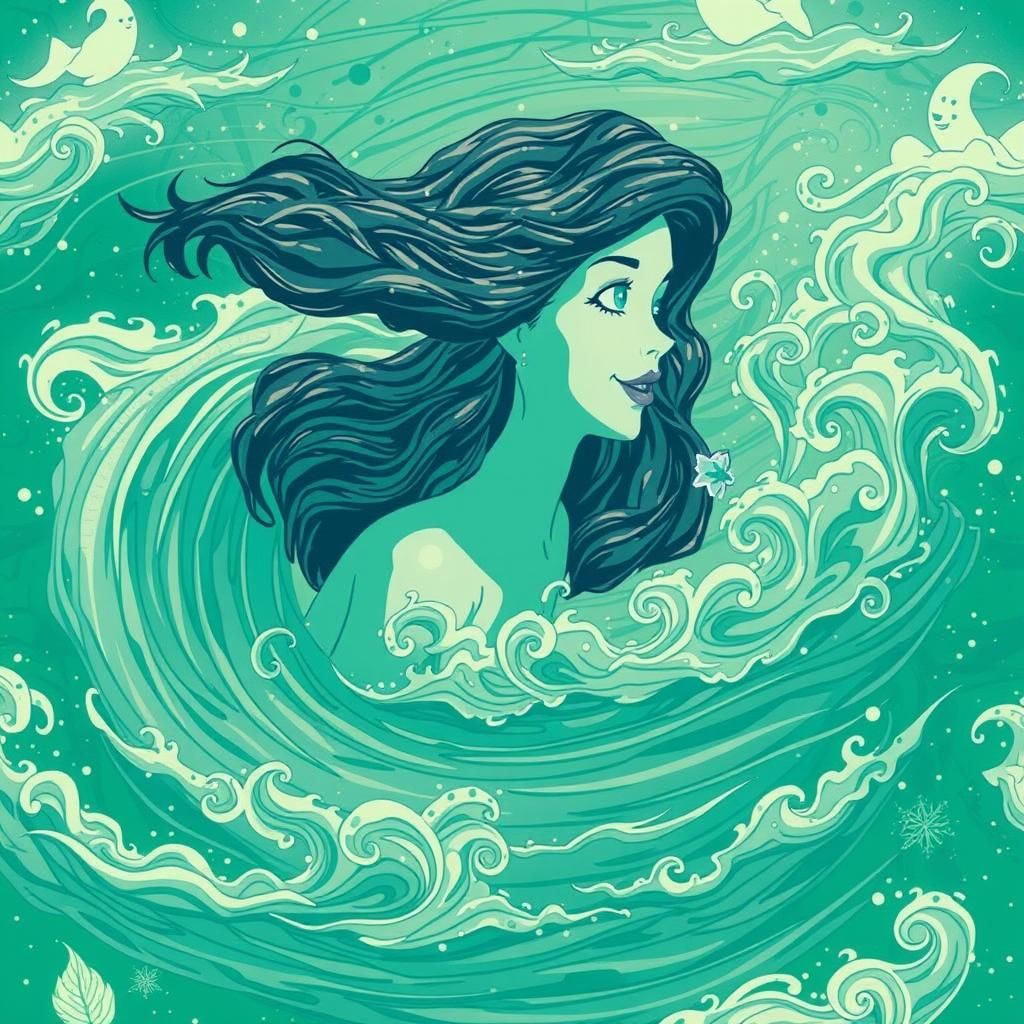 Ariel Surrounded by Waves