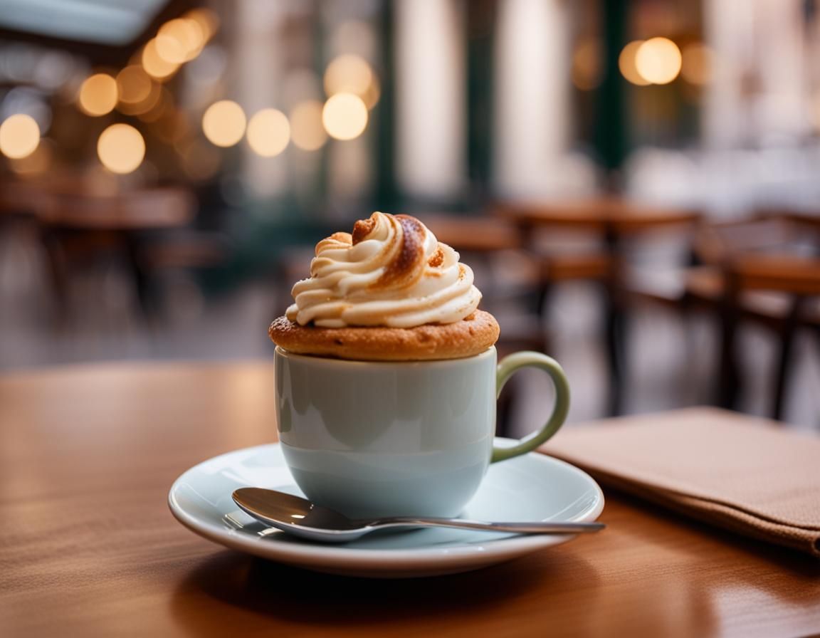 French Pastry and Coffee in Cafe: 4K Photo