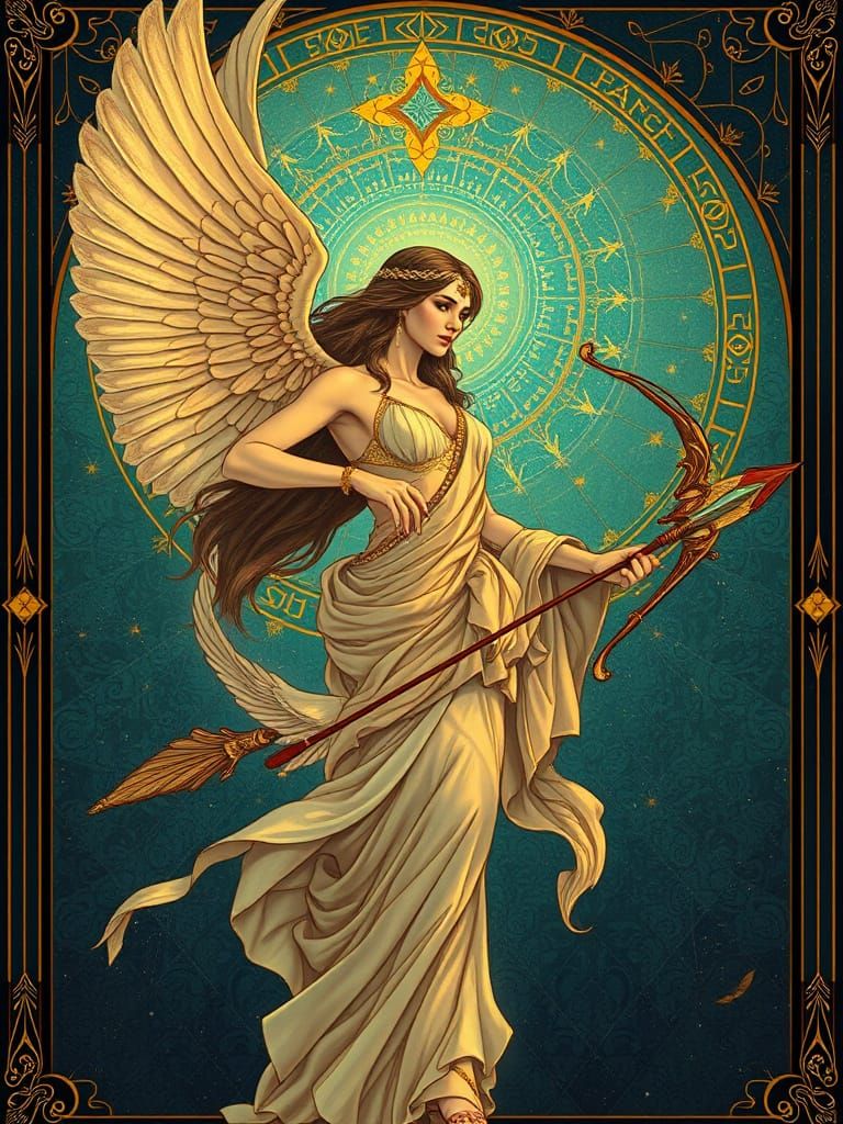 Divine Arrow in Art Nouveau Digital Illustration
