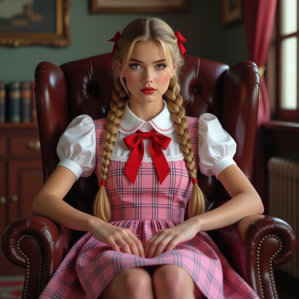 Schoolgirl in Dimly Lit Office, Digital Matte Painting