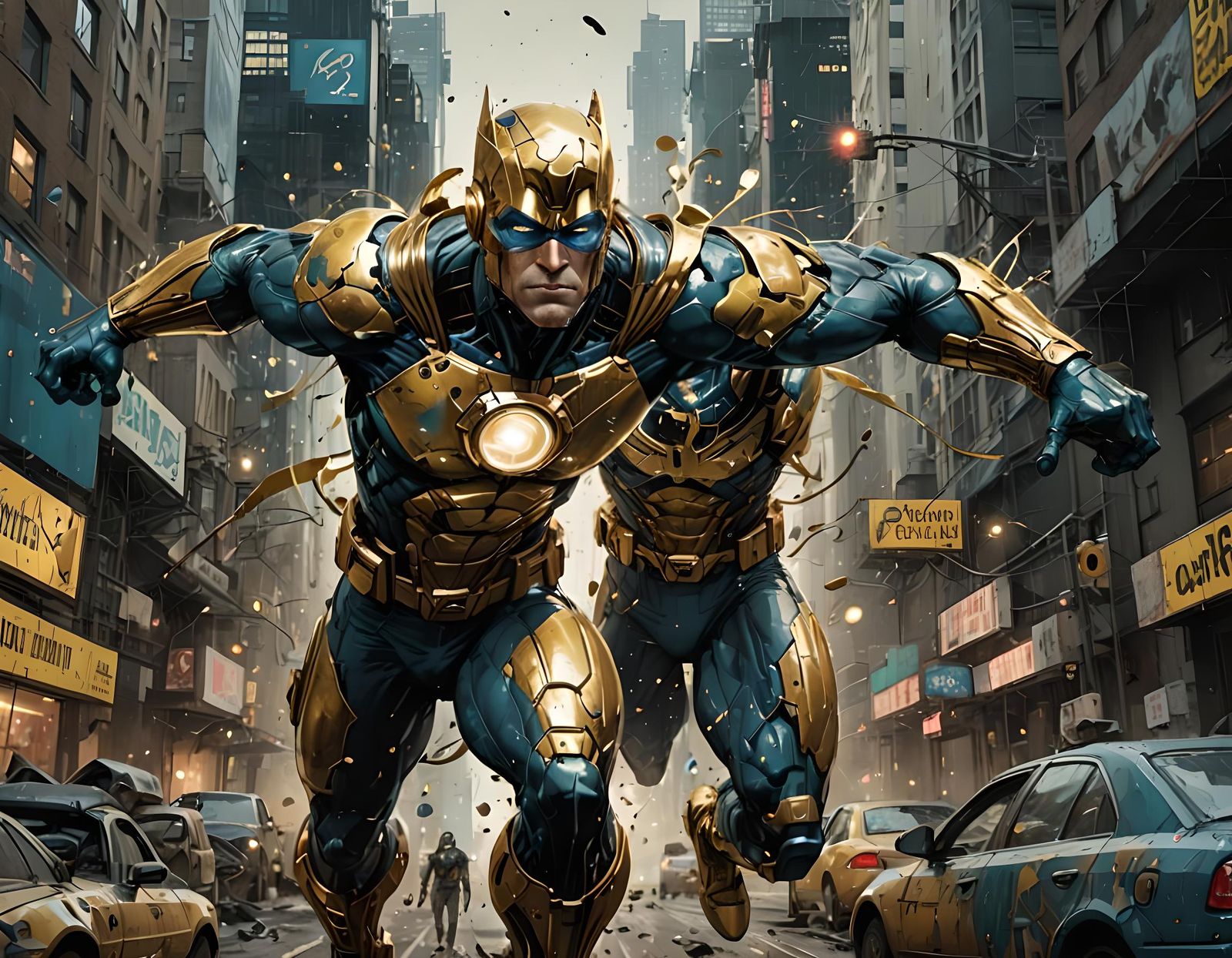 Booster Gold in Hyperdetailed Comic Book Art