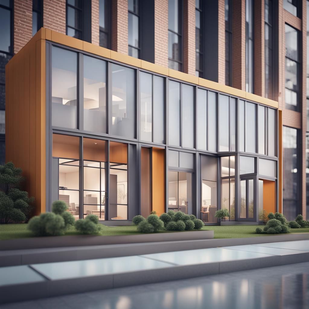 Modern Office Building Render in Origami Style