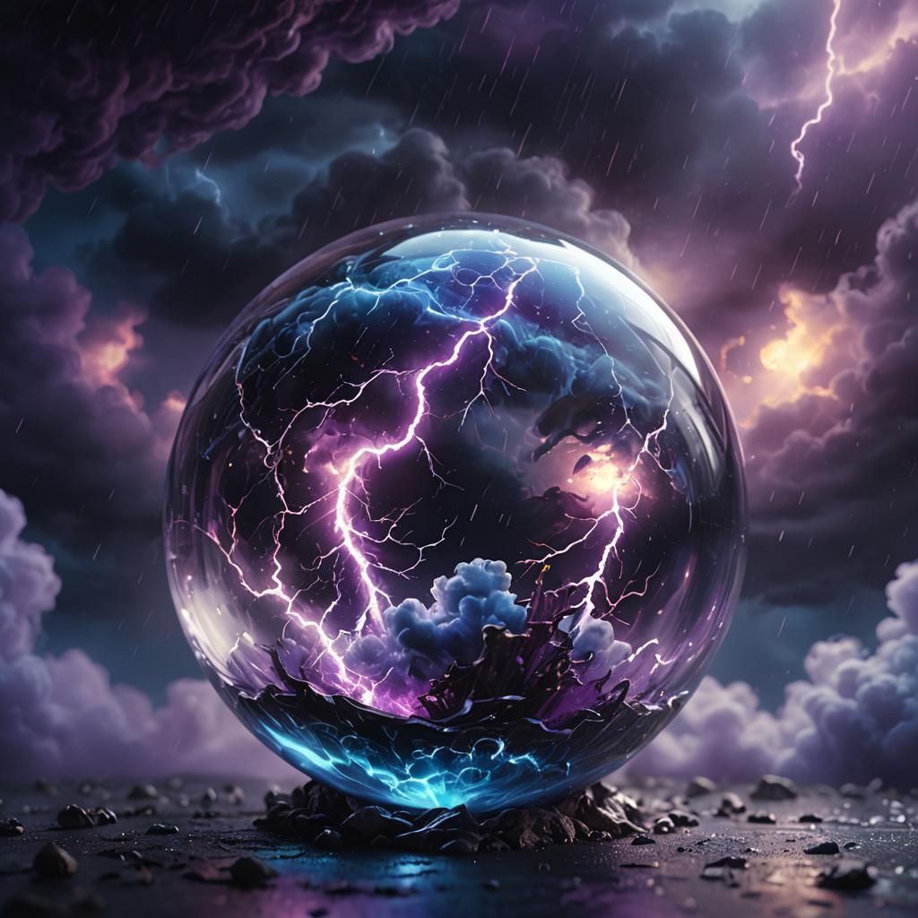 Psychedelic Sphere Lights Dreamlike Thunderclouds