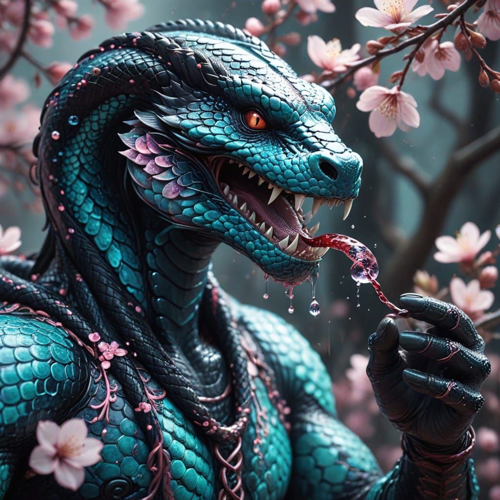 Death Snake with Poison, Mei Blossom Guardian in Pastel