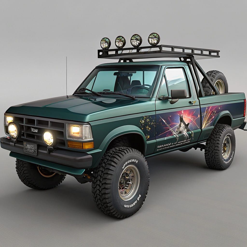 Vintage Ford Ranger in Dark Forest Green Paint Job with Unco...