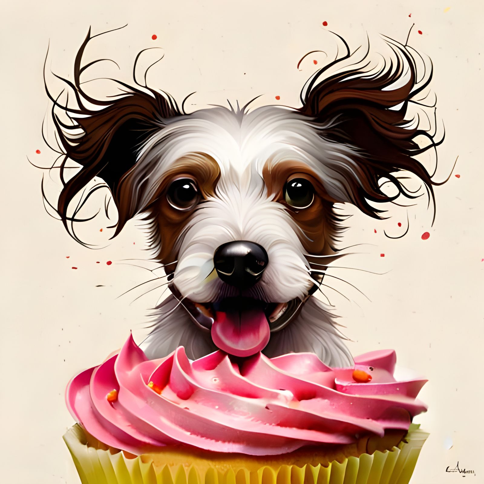 Dog Cupcake Portrait in Whimsical Style