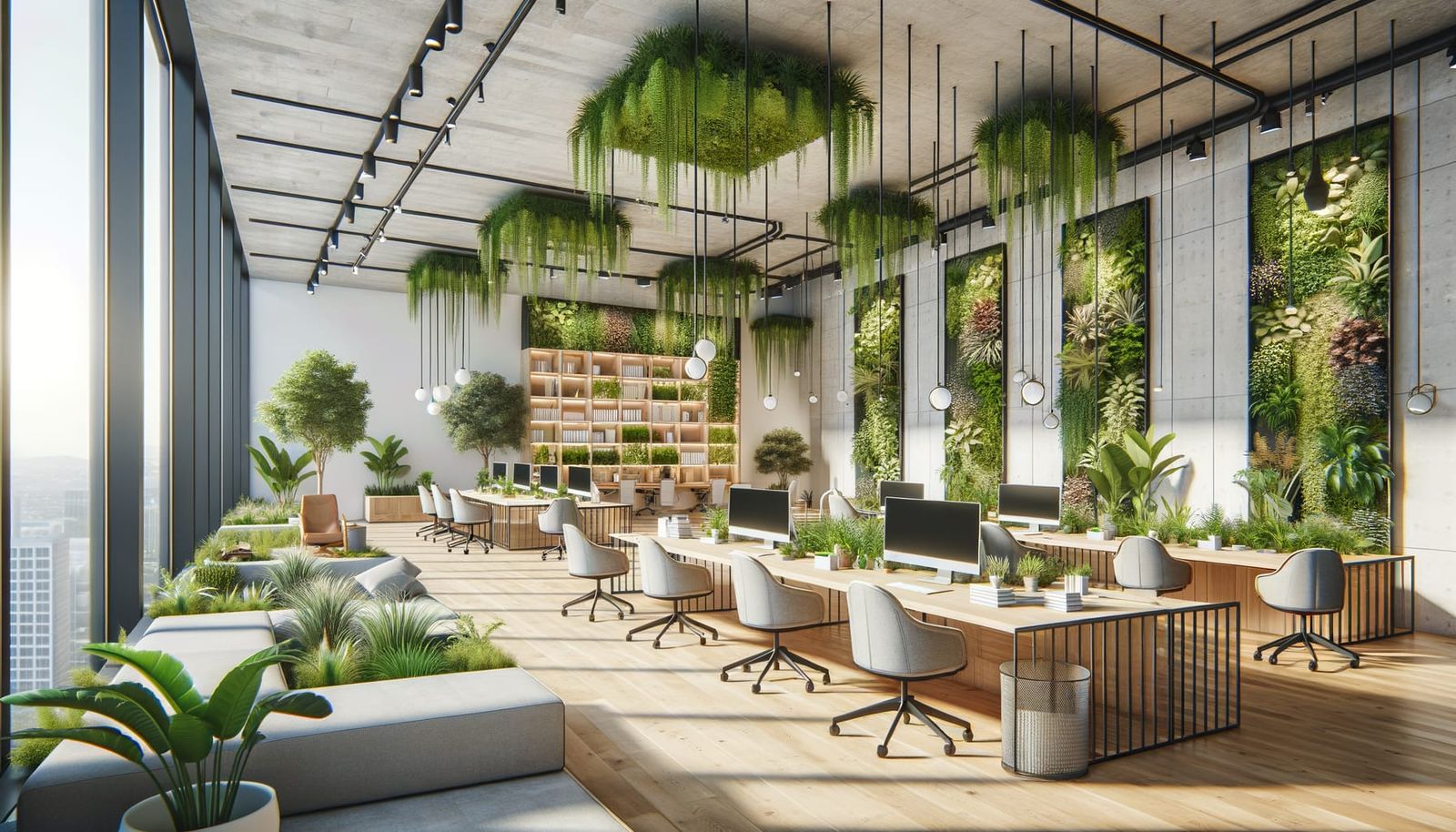 Modern Office Embracing Nature through Biophilic Design