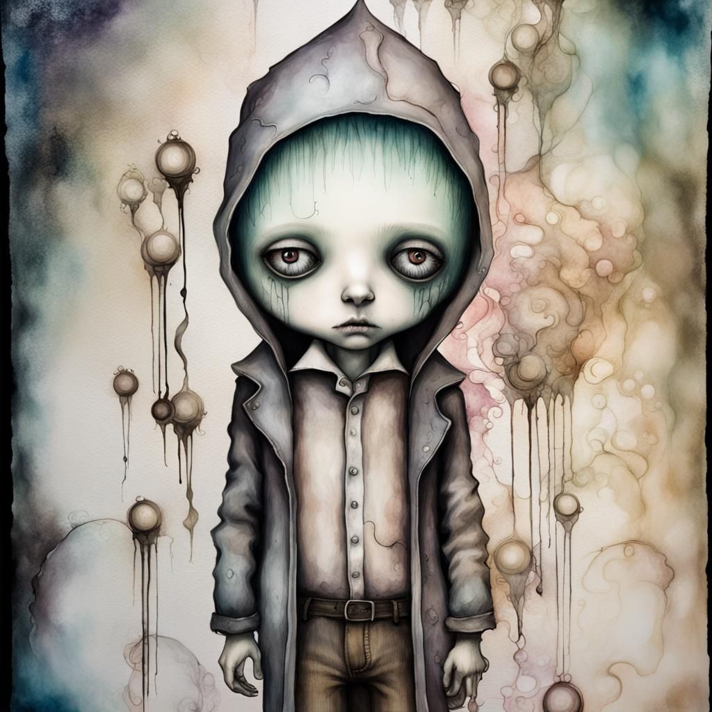 Surreal Male Searching the Void: Alcohol Ink Art