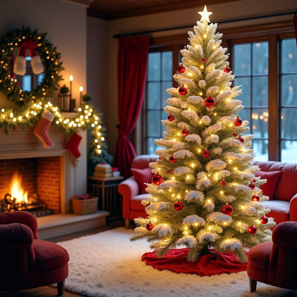 Majestic Christmas Tree in Warm Realism Style