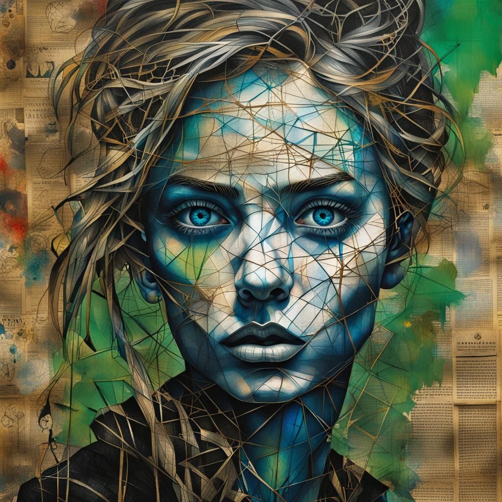 Emotional Woman Portrait in Urban Surrealist Style