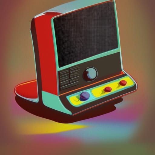 Hyperrealistic 1970s Video Game Console Concept Art