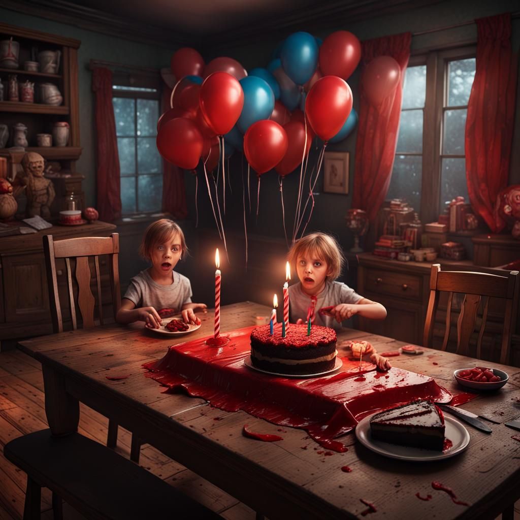 Creepy Horror Birthday Party Scene
