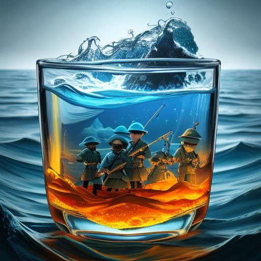 Surrealist Macro Photo of Soldiers in a Bottle