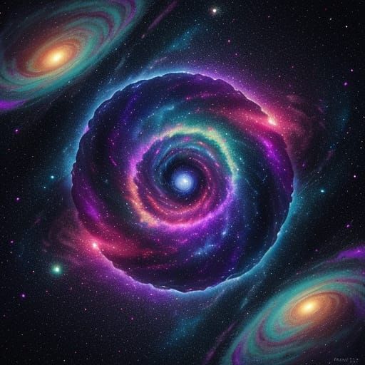 Surreal Woman Floating in Cosmic Void