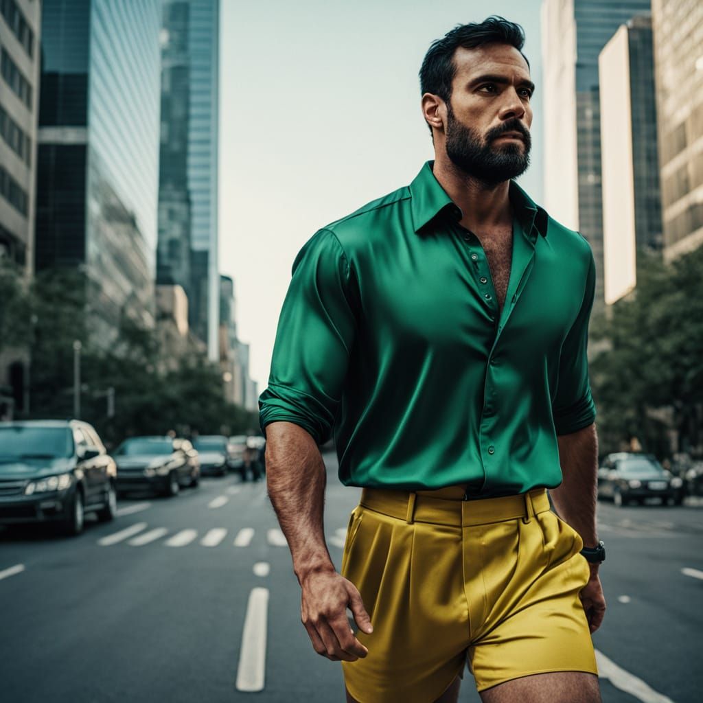 Confident Arab Man in Silk in Bustling City