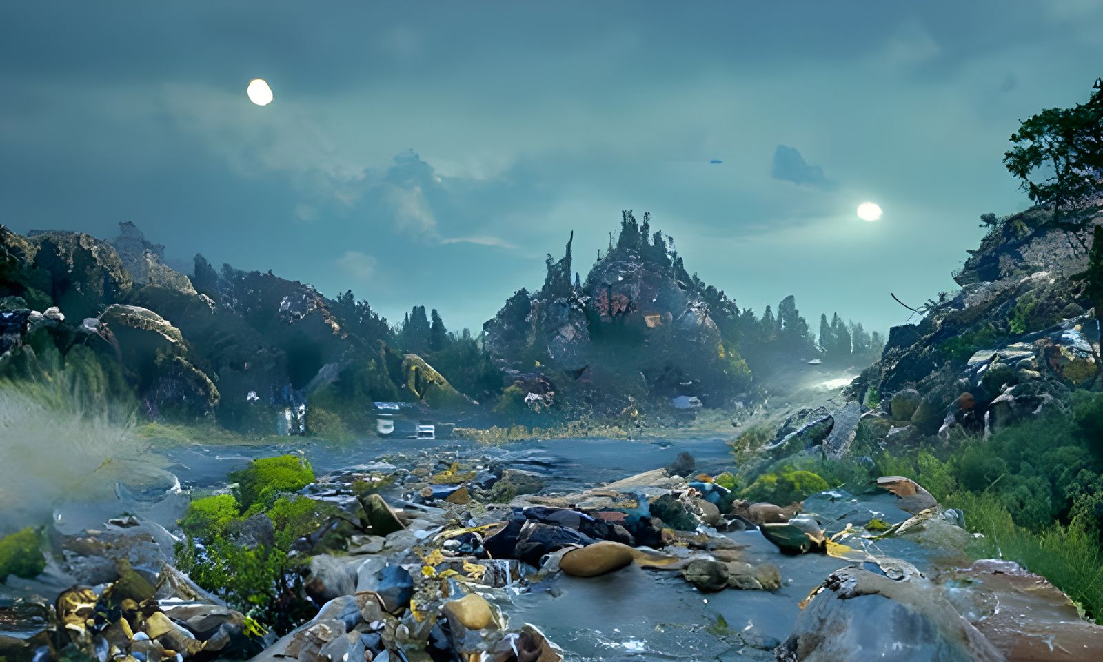 Hyperrealistic Twilight Fantasy Landscape in 8K