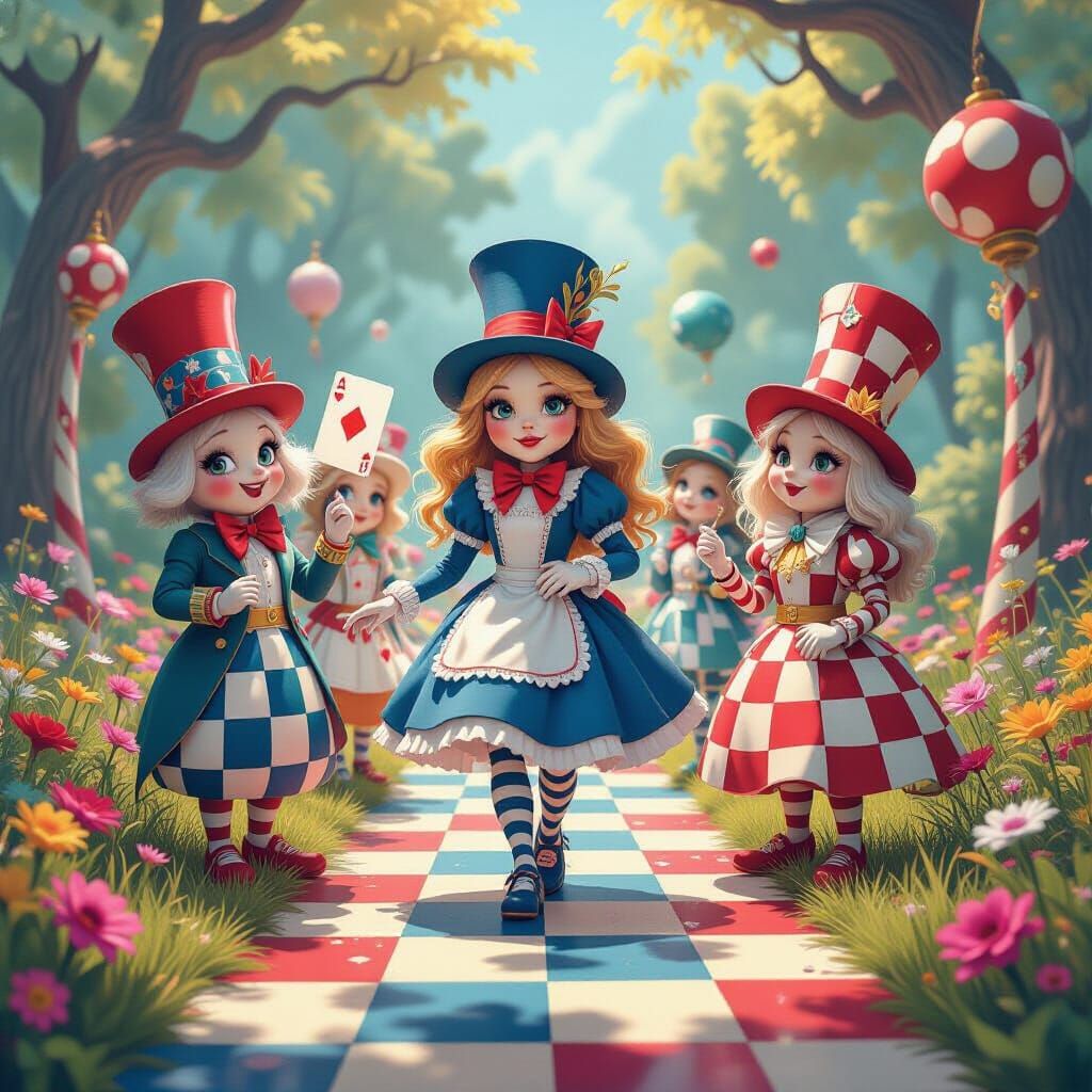 Alice and Card Characters in a Modern Candyland