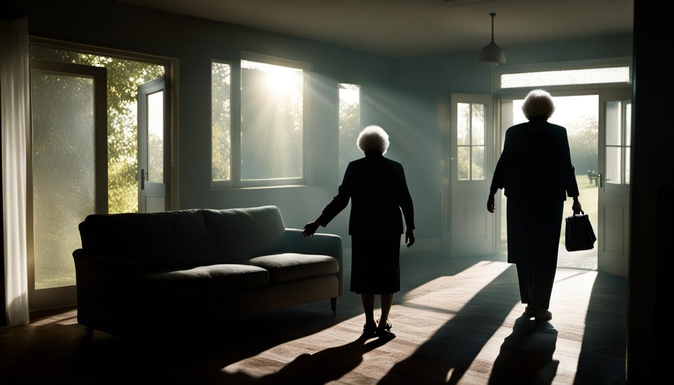 Silhouette of a Woman Reaching for Boy