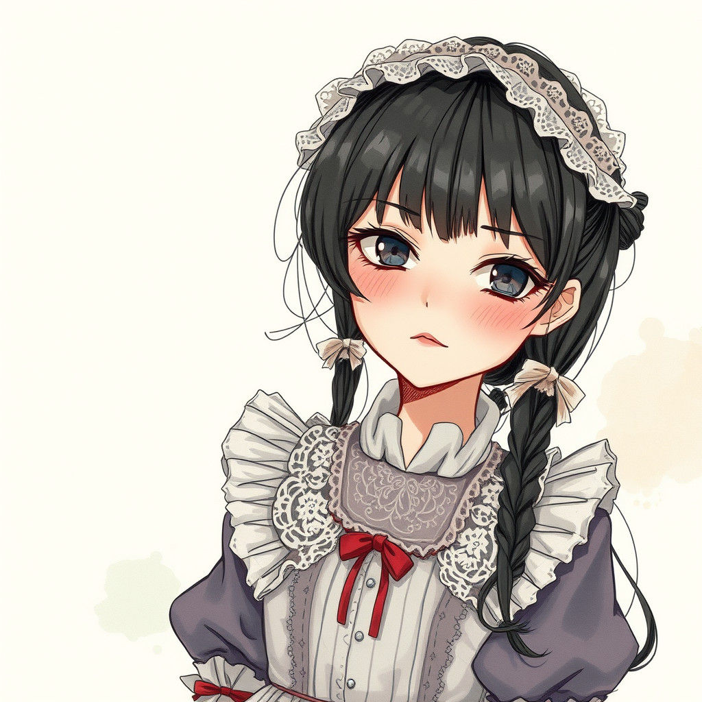 Eerie Manga Illustration of Woman in Lolita Fashion