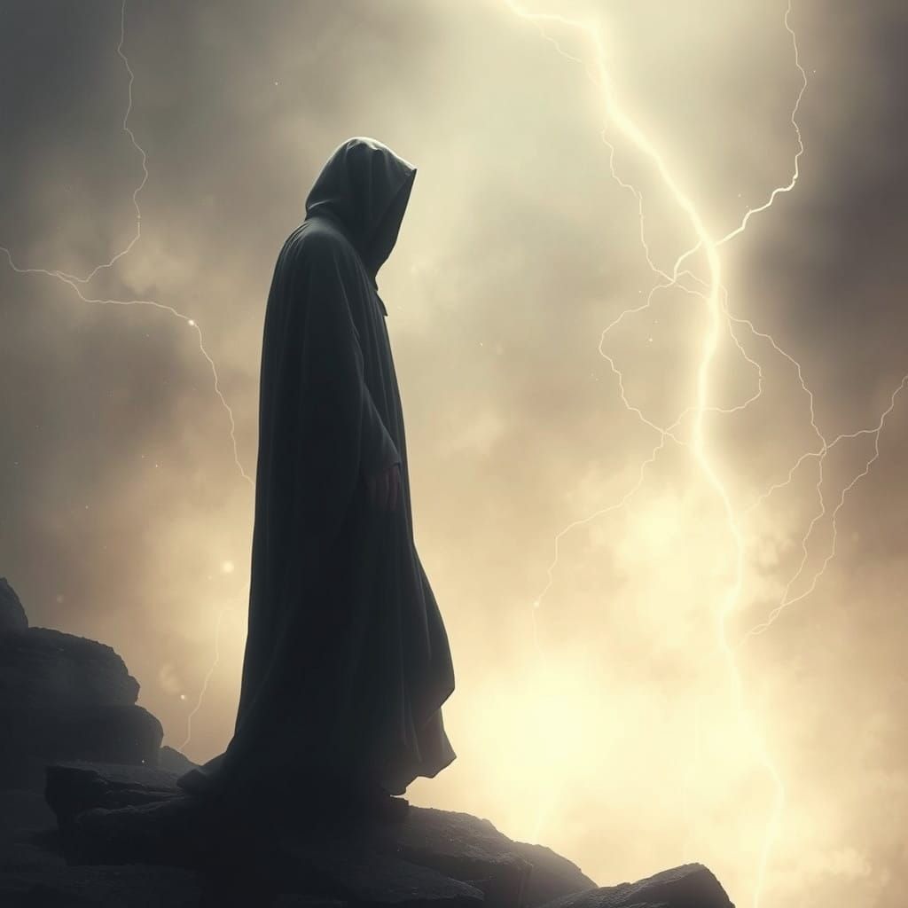 Mystical Figure Emerges from Ethereal Realm