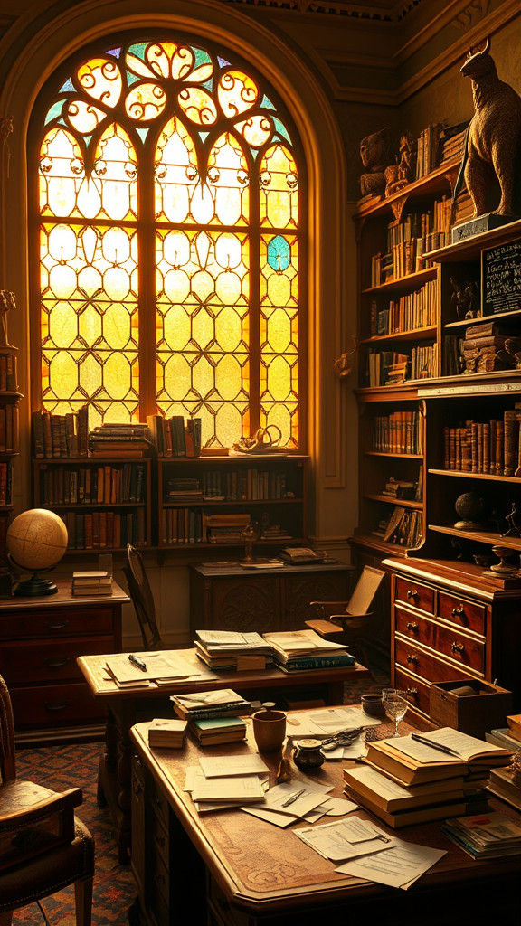 Anthropology Professor Office in Wes Anderson Style