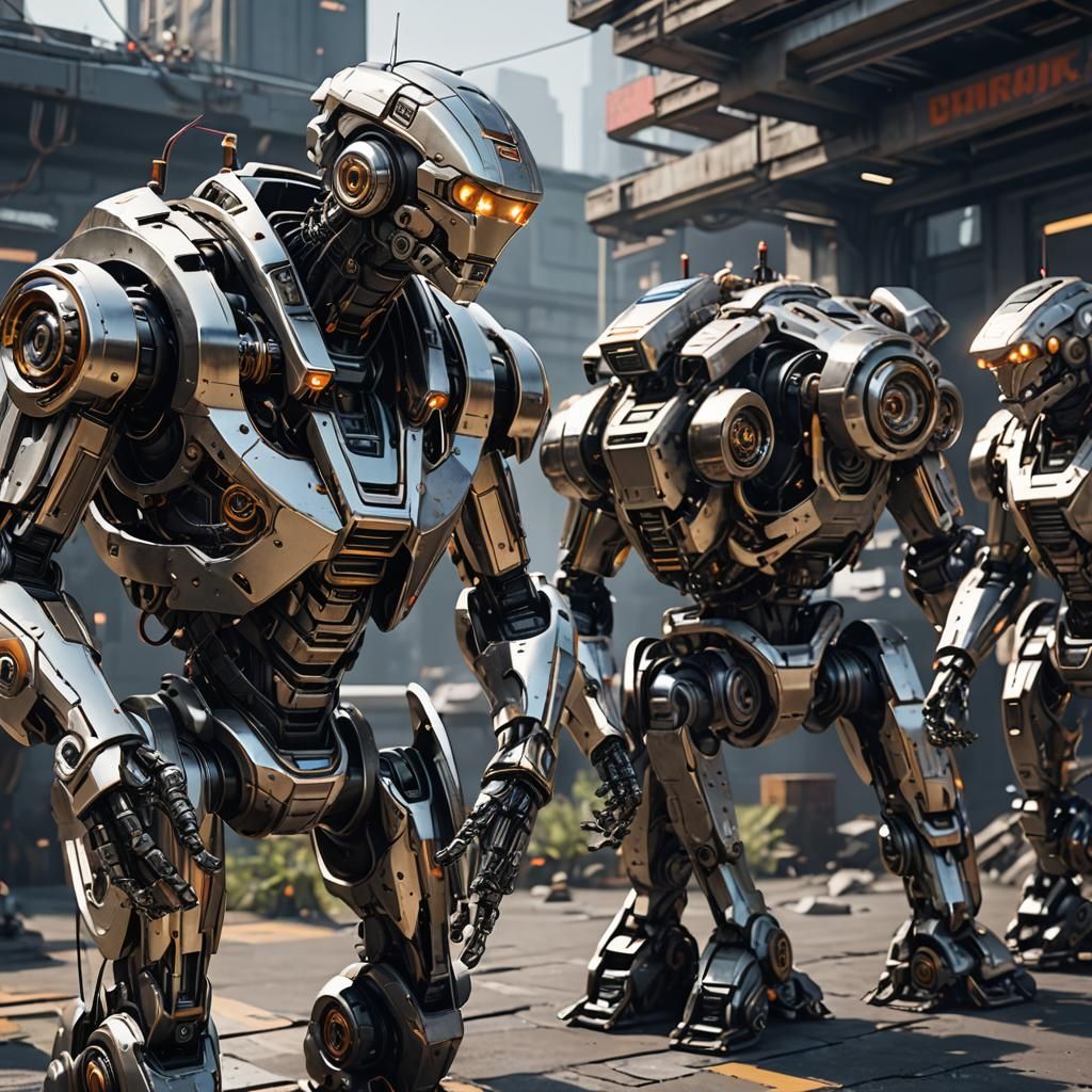 Futuristic Socializing Robots in Sci-Fi Style