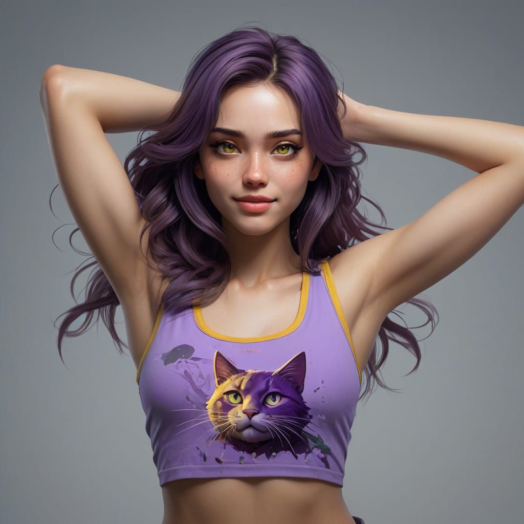 Vibrant Retro Anime Woman with Confident Smile