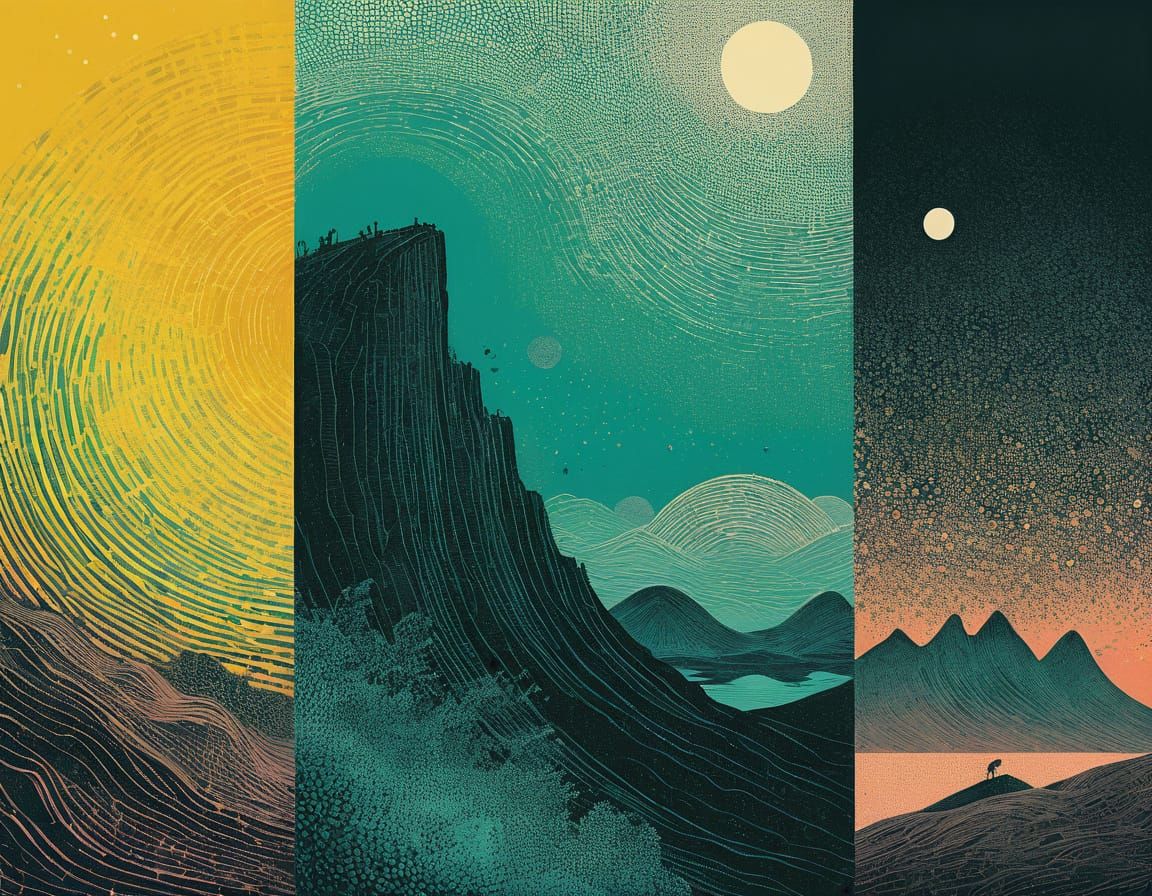 Surreal Halftone Portrait in Textured Collage Style