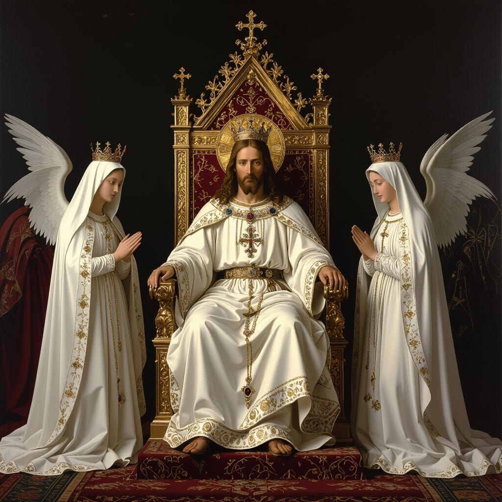 Jesus on Heaven's Throne with Mary and Princes