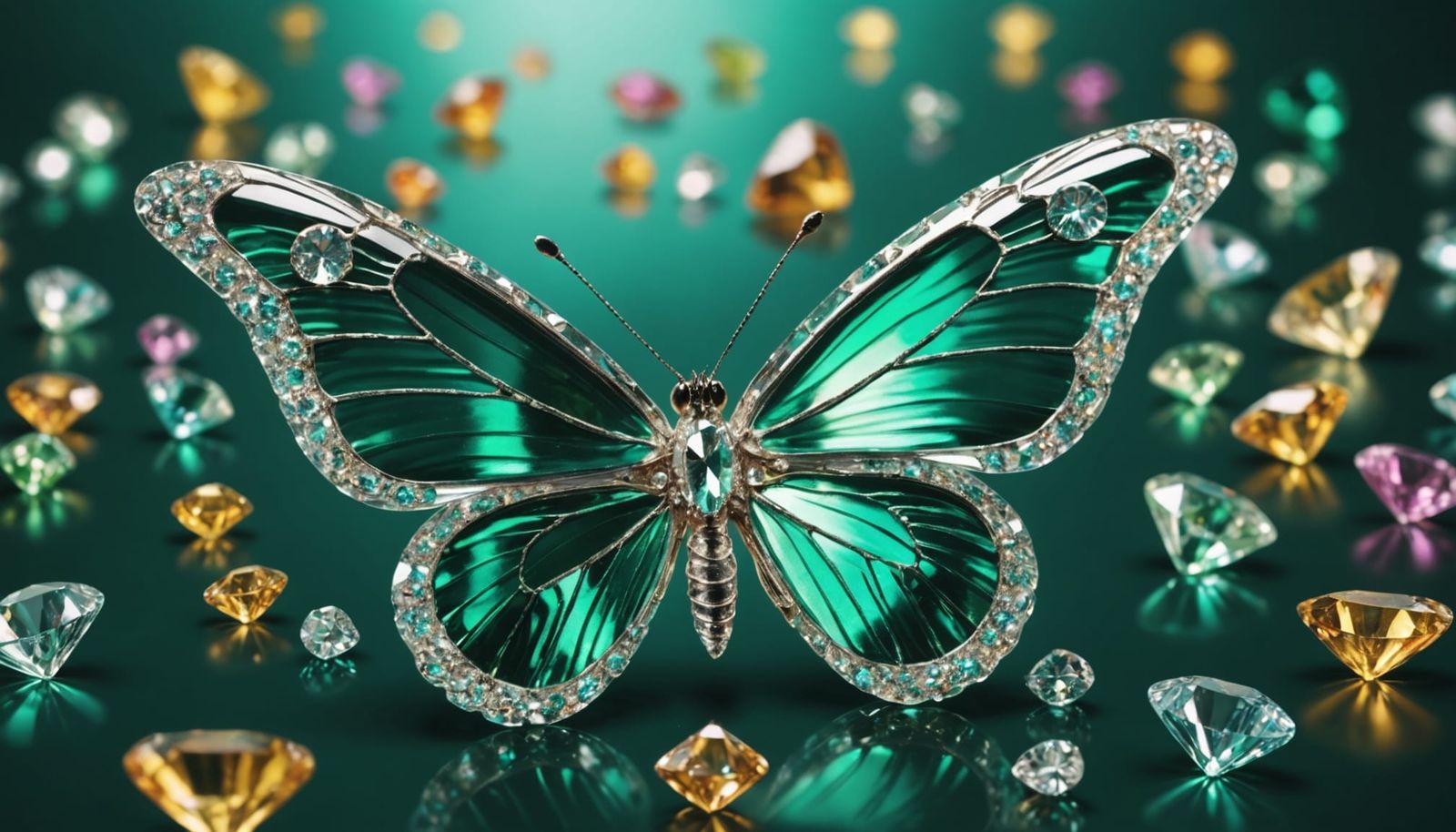 Abstract Crystal Butterfly with Diamond Shine