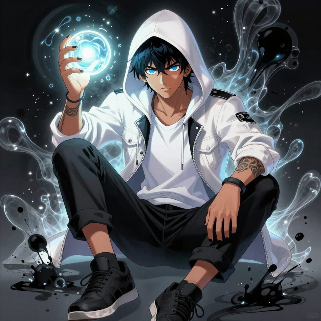 Mystical Young Man With Glowing Orb, Illustrative Style