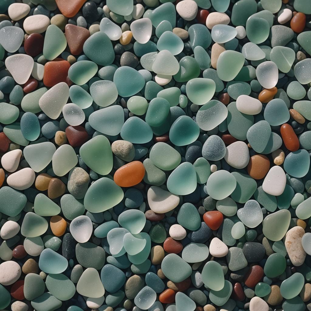 Dramatic Seaglass Fragments on the Shoreline