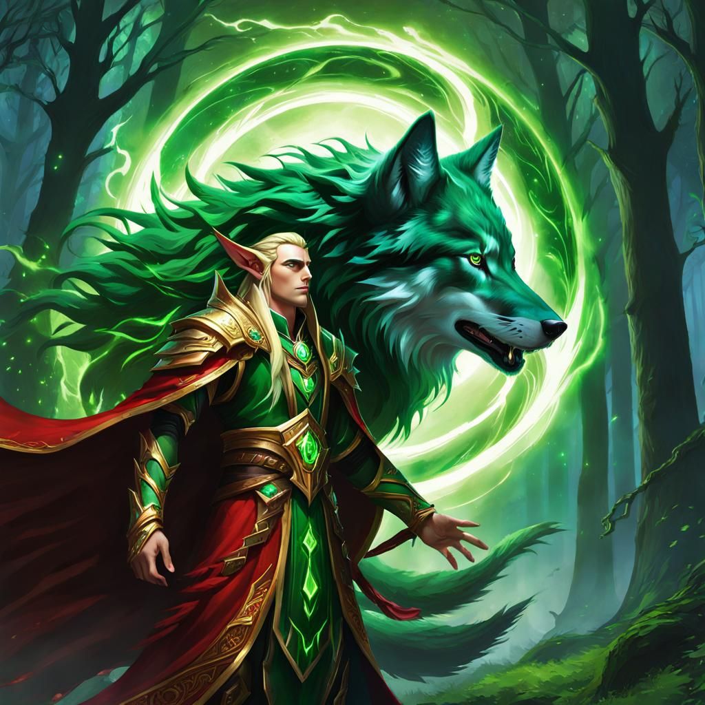 Blood elf druid and his wolf form
