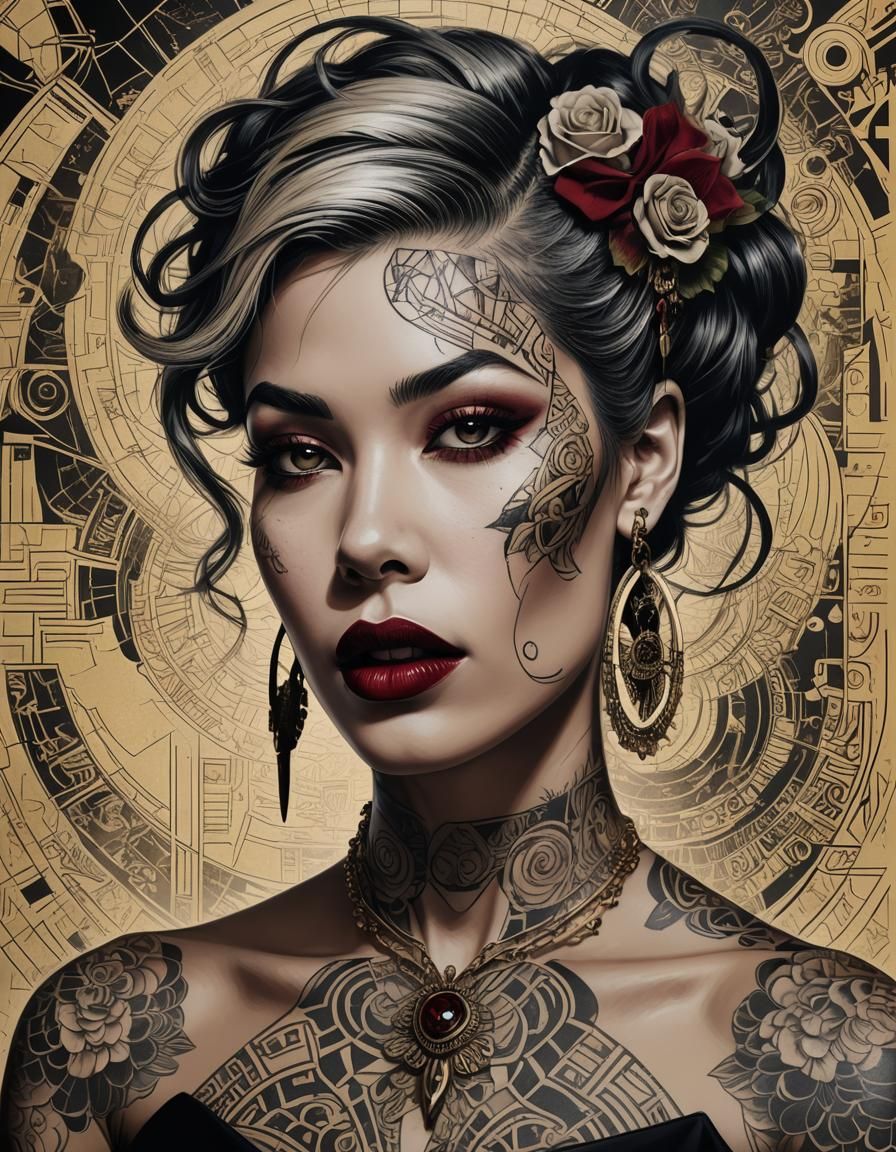 Noir Comic Art Portrait of Enigmatic Woman