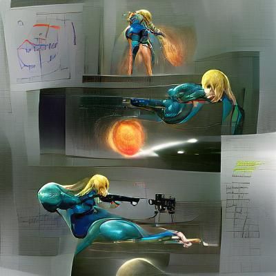 Futuristic Metroid Scene Rendered by AI