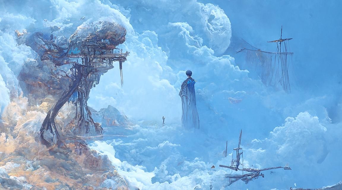 Mystical Blue Light in Deep Ocean, Digital Art