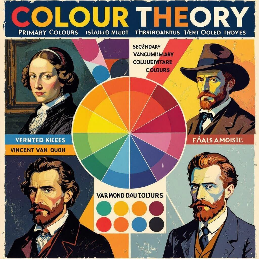 Colour Theory Poster: Vibrant Wheel & Artist Styles