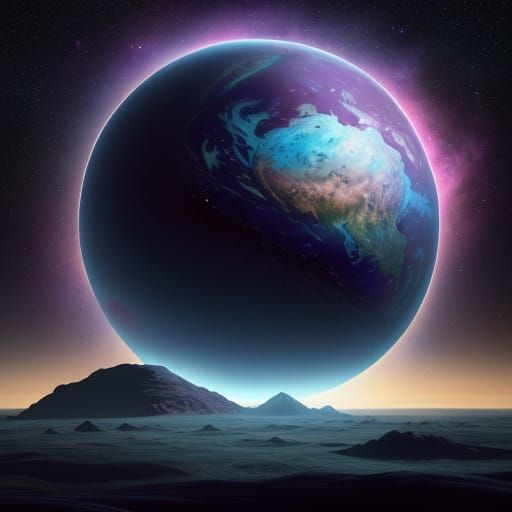 Otherworldly Planet in Cosmic Nebula Digital Matte Painting