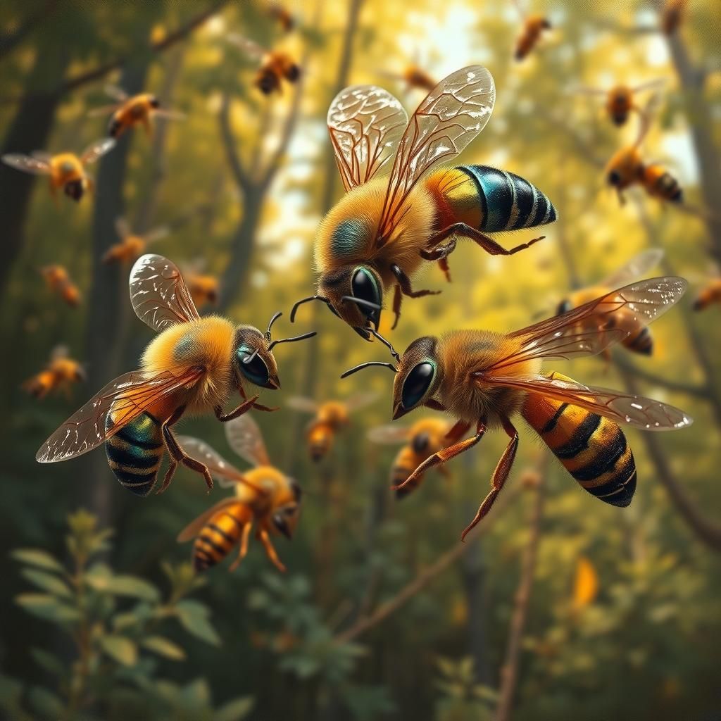 Carpenter Bees Clash with Giant Hornets