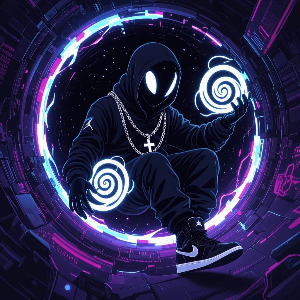 Void Creature Emerges in Futuristic Cosmic Style