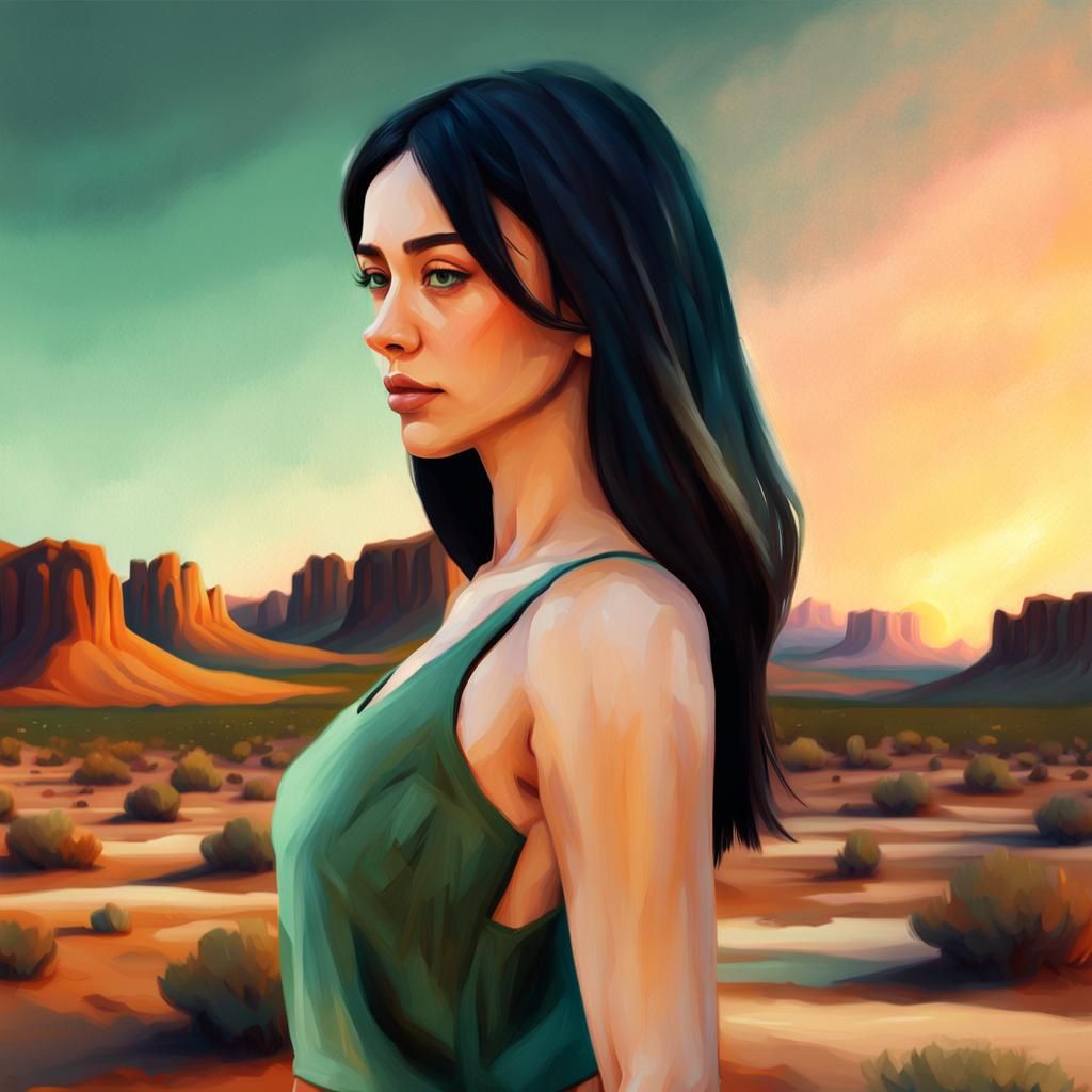 Girl and Desert Puzzle, Digital Painting