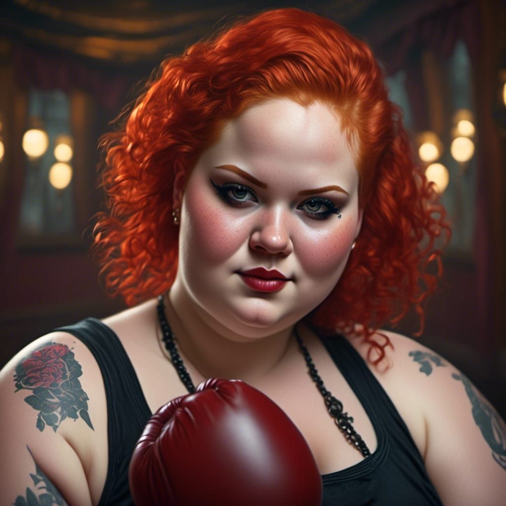 Hyperrealistic Portrait of Confident Redhead Boxer