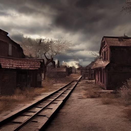 Post-Apocalyptic Abandoned Town Landscape